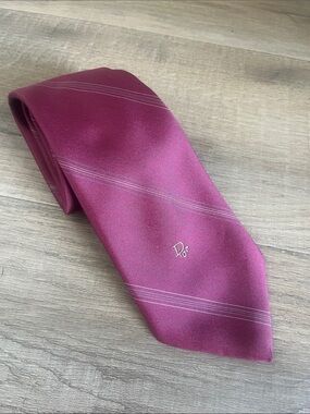 Dior Light Red Diagonal Stripe Silk Tie with Embroidered Logo Quiet Luxury Suit